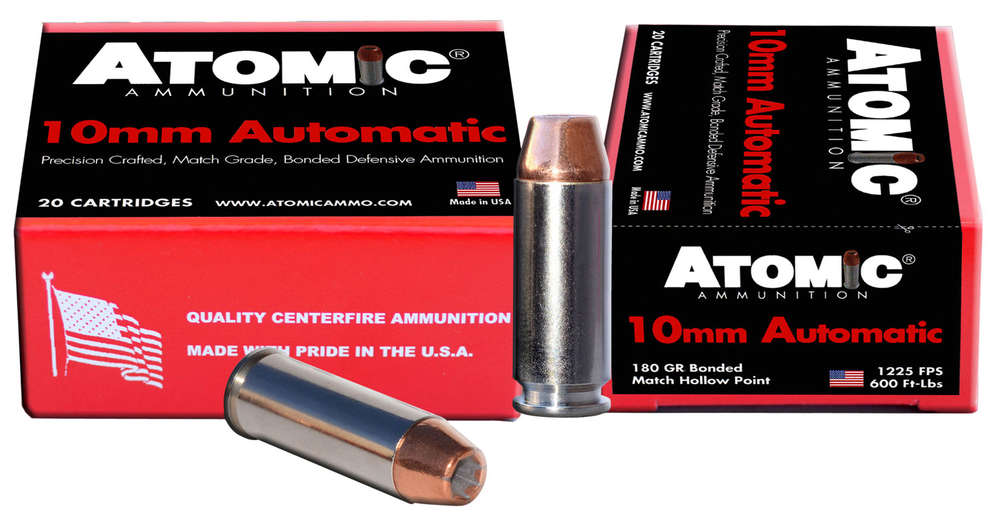 Ammunition Atomic Ammunition 600 ft lbs 10mm ATOMIC 00457 10MM        180 MATCH HP        20/10 • Model: 600 ft lbs